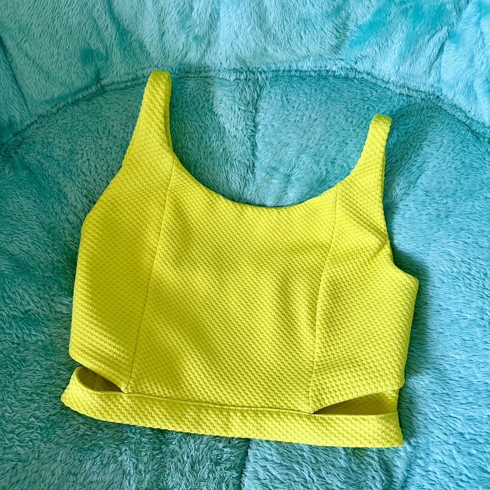 A'gaci Yellow Crop Tank Top with Cut Out